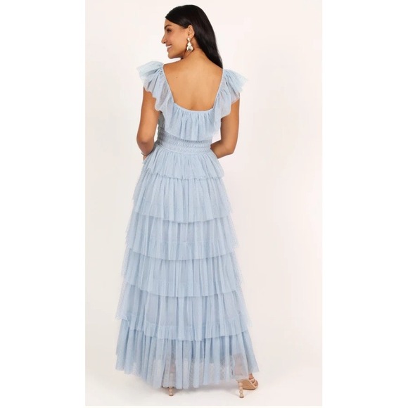 PETAL & PUP Belle Maxi Dress In Blue Women Size Small Tulle Formal Summer Party - Picture 2 of 15